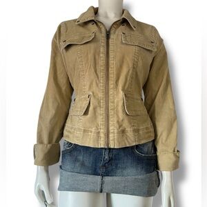Tommy Jeans | Corduroy Y2K Tan Ribbed Causal Zip Up Jacket